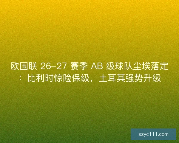 欧国联 26-27 赛季 AB 级球队尘埃落定：比利时惊险保级，土耳其强势升级