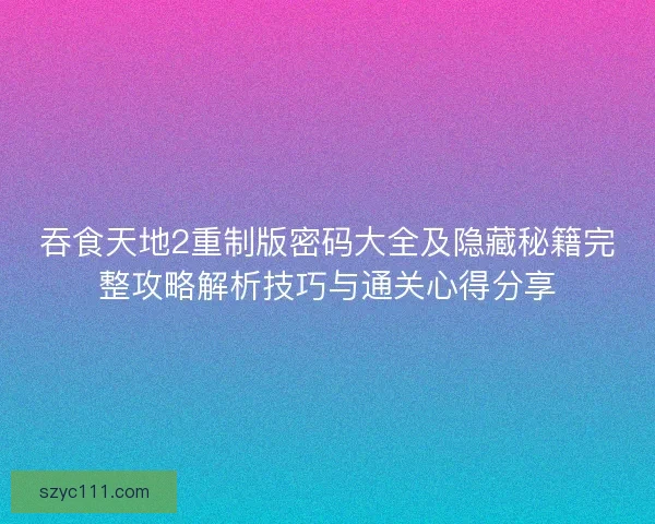 吞食天地2重制版密码大全及隐藏秘籍完整攻略解析技巧与通关心得分享 吞食天地2重制版密码大全及隐藏秘籍完整攻略解析技巧与通关心得分享