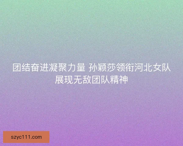 团结奋进凝聚力量 孙颖莎领衔河北女队展现无敌团队精神