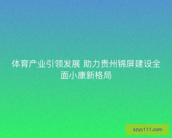 体育产业引领发展 助力贵州锦屏建设全面小康新格局 体育产业引领发展 助力贵州锦屏建设全面小康新格局